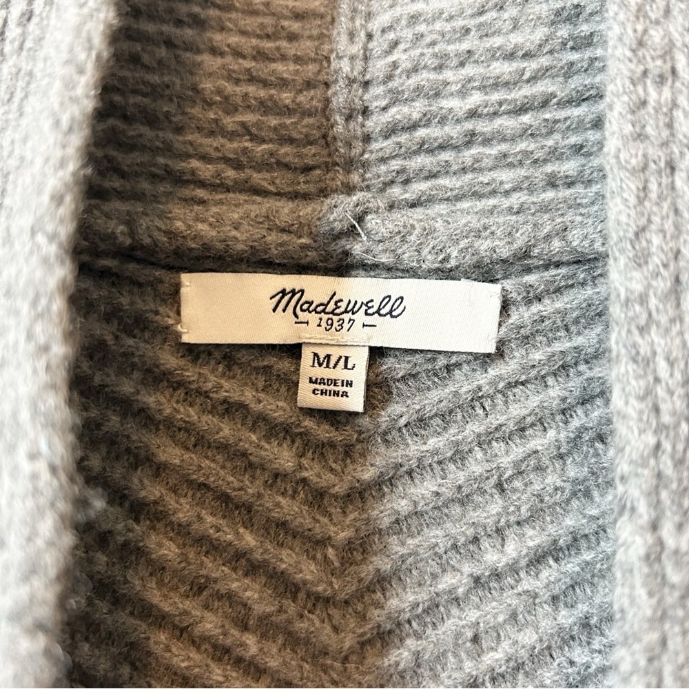 Madewell Heather Gray Women's 100% Merino Wool Sculptor Open Cardigan Sz M/L - Picture 9 of 15